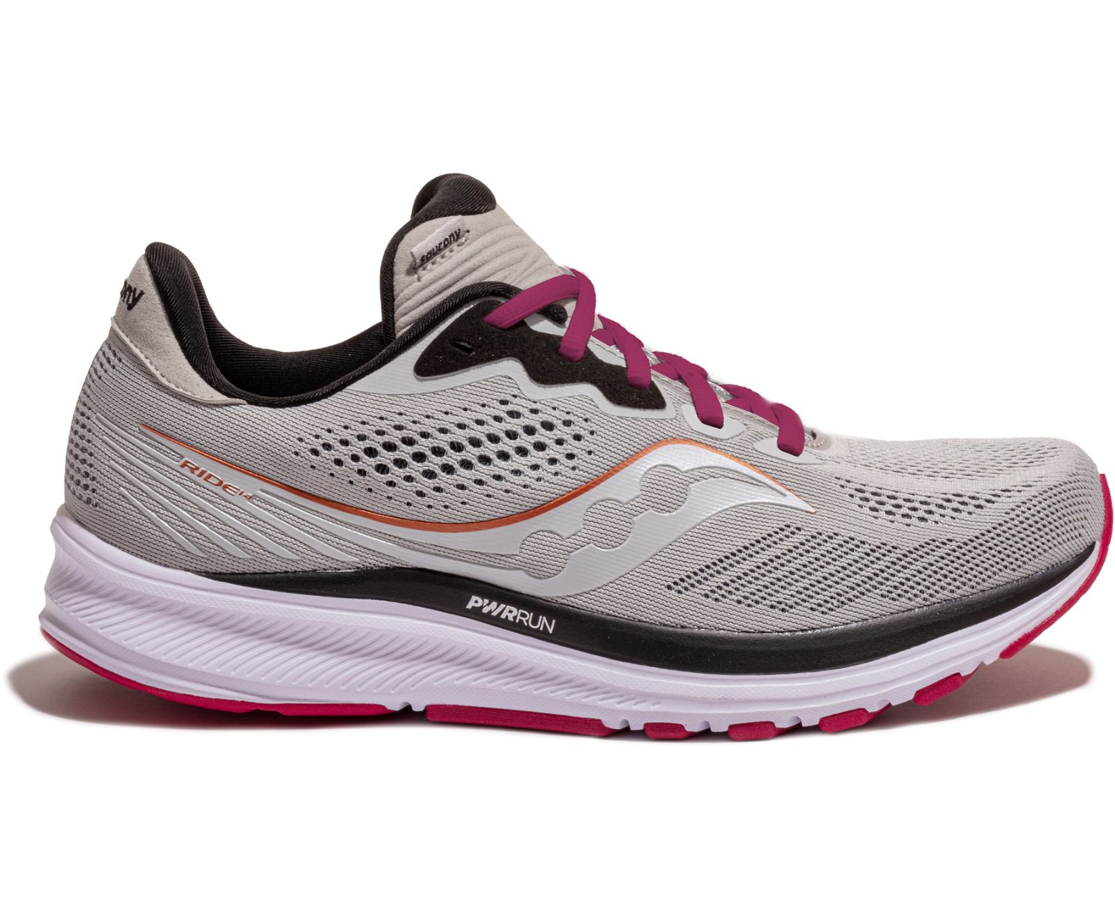 Women\'s Saucony Ride 14 Running Shoes Grey / Red | Singapore 189UZGT